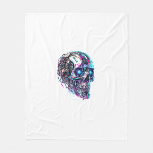 機械スカル行列 フリースブランケット (正面)