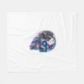 機械スカル行列 フリースブランケット (正面(横))