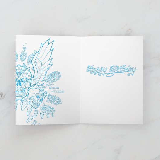 機械スカル誕生日 カード (内部)