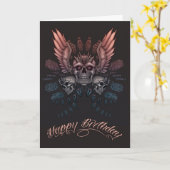 機械スカル誕生日 カード (黄色い花)