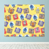 機械ロボット漫画 キャンバスプリント (インサイチュ (ウッドフロア))