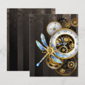 機械仕掛けの昆虫時計 - 蒸気機関のドラゴンフライ 招待状 (正面/裏面)