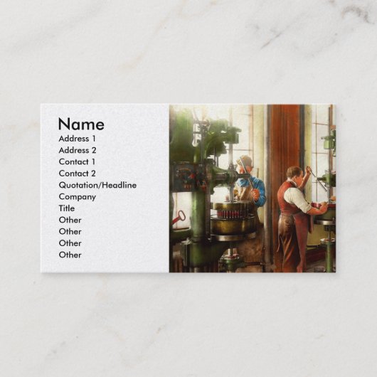 機械加工者 – 精度が1919年に重要な場合 名刺 (正面)