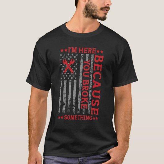 機械工を壊したから来たおもしろい Tシャツ (正面)