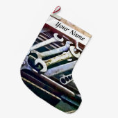 機械工場のレンチ ラージクリスマスストッキング (正面 (吊り時))