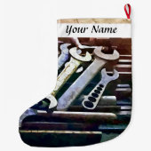 機械工場のレンチ ラージクリスマスストッキング (裏面)