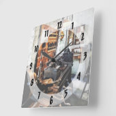 機械工場の小型旋盤 スクエア壁時計 (傾斜)