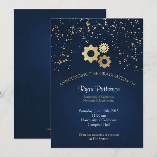 機械工学卒業のお知らせ 招待状 (正面/裏面)