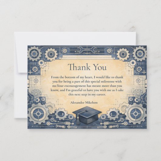 機械工学卒業 サンキューカード (正面)