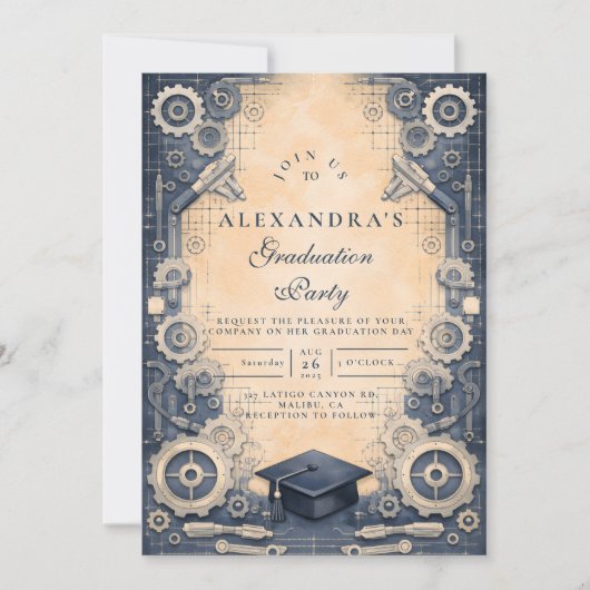 機械工学卒業 招待状 (正面)