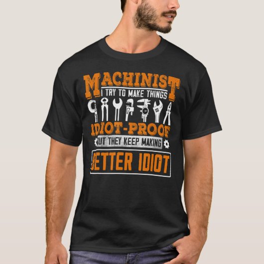 機械工男性へパパ機械運転士 Tシャツ (正面)