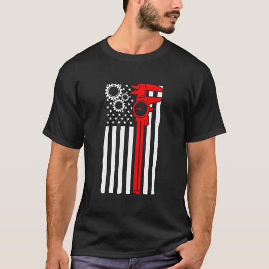 機械工 フラグ ツール CNC機械オペレータ 機械加工 Tシャツ (正面)
