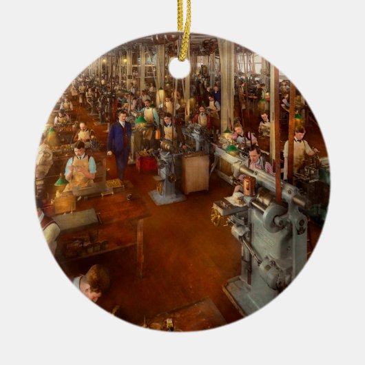 機械工-仕事1904年の手 セラミックオーナメント (正面)