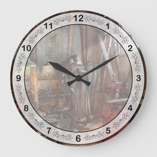 機械工 – 工モダン場 ラージ壁時計 (正面)