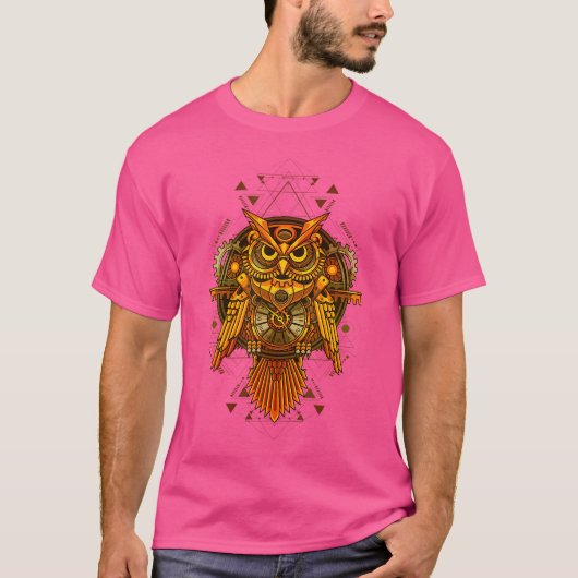 機械式スチームパンクフクロウ。 Tシャツ (正面)