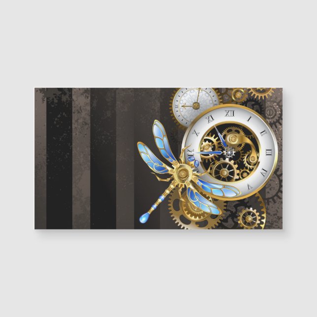 機械式トンボ付きスチームパンク時計 (正面)