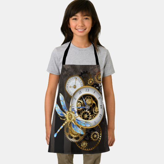 機械式トンボ付きスチームパンク時計 エプロン (インサイチュ)