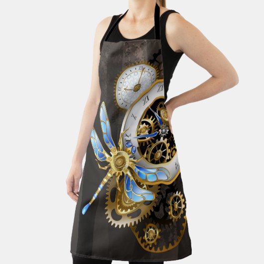 機械式トンボ付きスチームパンク時計 エプロン (インサイチュ)