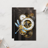 機械式トンボ付きスチームパンク時計 カード (正面/裏面インサイチュ)