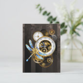 機械式トンボ付きスチームパンク時計 カード (スタンド正面)