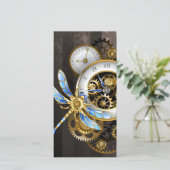 機械式トンボ付きスチームパンク時計 カード (スタンド正面)