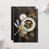 機械式トンボ付きスチームパンク時計 カード (正面/裏面インサイチュ)