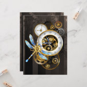 機械式トンボ付きスチームパンク時計 カード (正面/裏面インサイチュ)