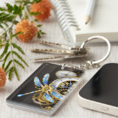 機械式トンボ付きスチームパンク時計 キーホルダー (正面右)