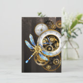 機械式トンボ付きスチームパンク時計 シーズンカード (スタンド正面)