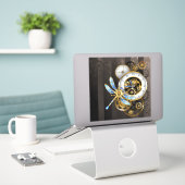 機械式トンボ付きスチームパンク時計 シール (デスク上のノートパソコン)