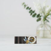 機械式トンボ付きスチームパンク時計 スキニー名刺 (スタンド正面)