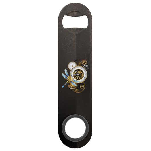 機械式トンボ付きスチームパンク時計 スピード栓抜き (正面)