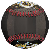 機械式トンボ付きスチームパンク時計 ソフトボール (裏面)