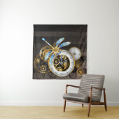 機械式トンボ付きスチームパンク時計 タペストリー (インサイチュ(横))