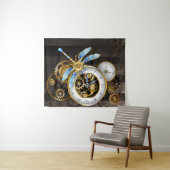 機械式トンボ付きスチームパンク時計 タペストリー (インサイチュ(横))