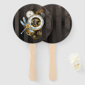 機械式トンボ付きスチームパンク時計 ハンドファン (正面&裏面)