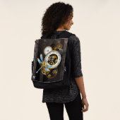 機械式トンボ付きスチームパンク時計 バックパック (着用)