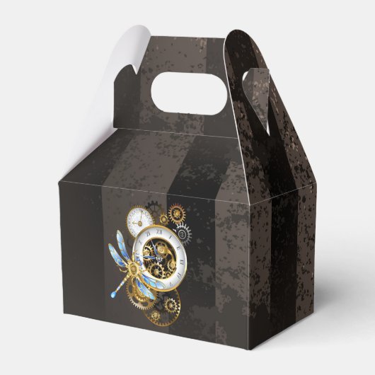 機械式トンボ付きスチームパンク時計 フェイバーボックス (正面サイド)