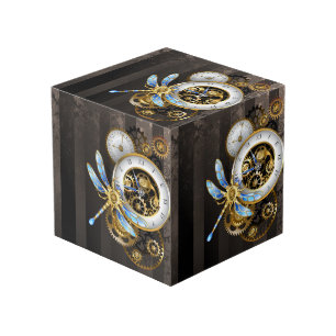 機械式トンボ付きスチームパンク時計 フォトキューブ