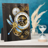 機械式トンボ付きスチームパンク時計 フォトプラーク (側面)