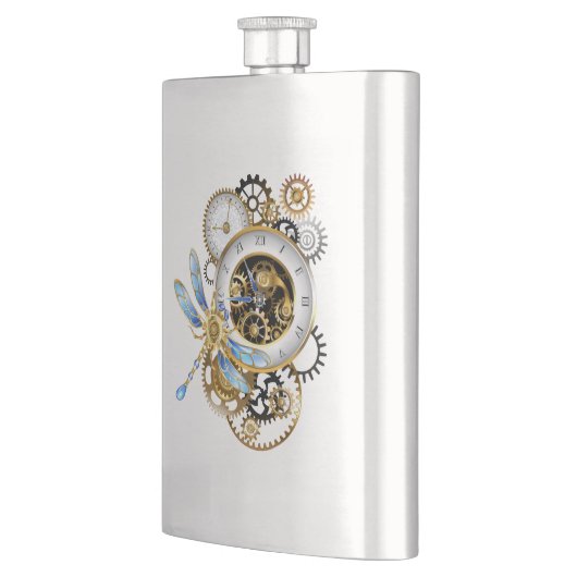 機械式トンボ付きスチームパンク時計 フラスク (左)