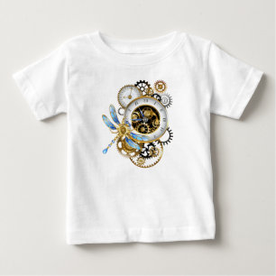 機械式トンボ付きスチームパンク時計 ベビーTシャツ