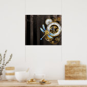 機械式トンボ付きスチームパンク時計 ポスター (キッチン)