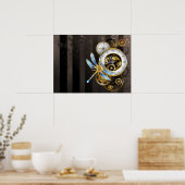 機械式トンボ付きスチームパンク時計 ポスター (キッチン)