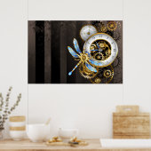 機械式トンボ付きスチームパンク時計 ポスター (キッチン)