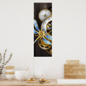 機械式トンボ付きスチームパンク時計 ポスター (キッチン)