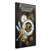 機械式トンボ付きスチームパンク時計 ミニクリップボード (アングル)