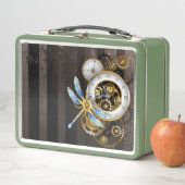 機械式トンボ付きスチームパンク時計 メタルランチボックス (インサイチュ)
