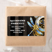 機械式トンボ付きスチームパンク時計 ラベル (インサイチュ)