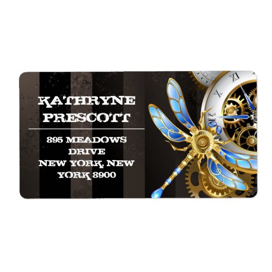 機械式トンボ付きスチームパンク時計 ラベル (正面)